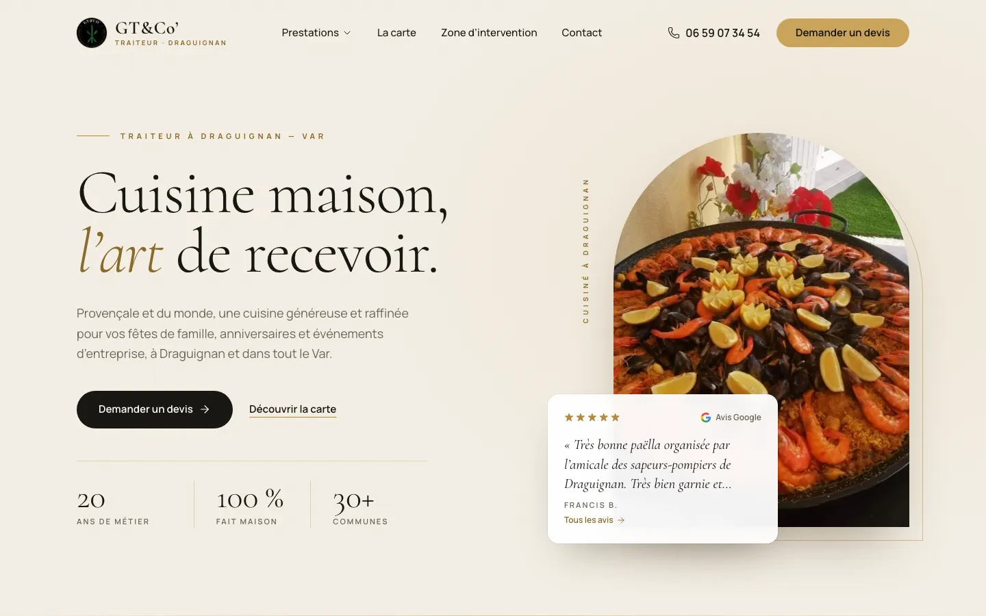 Page d’accueil du site gtandco.fr