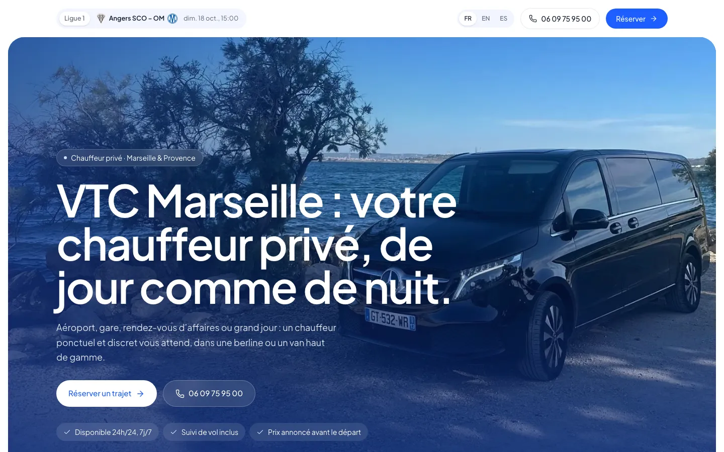 Page d’accueil du site massiliaservicesvtc.fr